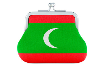 Coin purse with Maldivian flag. Budget, investment or financial, banking concept in Maldives. 3D rendering