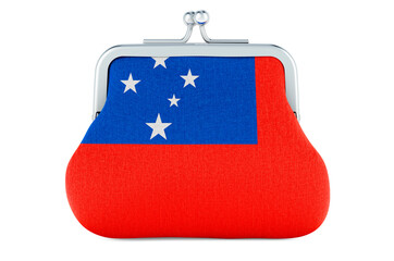Coin purse with Samoan flag. Budget, investment or financial, banking concept in Samoa. 3D rendering