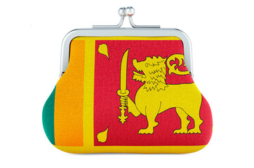 Coin purse with Sri Lankan flag. Budget, investment or financial, banking concept in Sri Lanka. 3D rendering