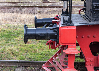 Side image of the front of a train rail locomotive