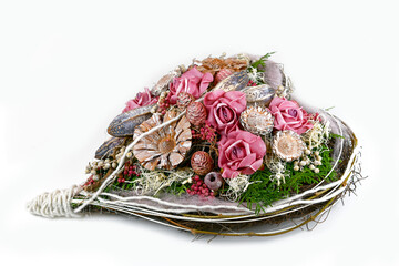 Trockengesteck Herz für Grabschmuck
