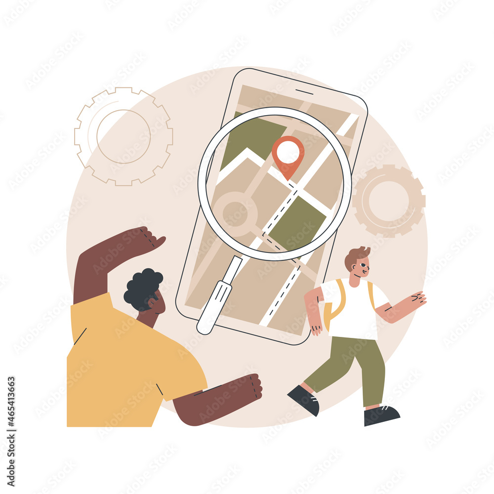 Aufkleber mobile tracking soft abstract concept vector illustration. monitoring software, navigation mobile ap