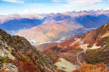 Majestic Caucasus Mountains in autumn.