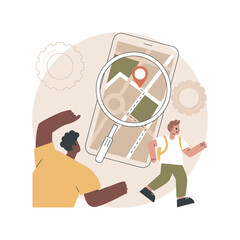 Mobile tracking soft abstract concept vector illustration. Monitoring software, navigation mobile app, gps tracking application, anti-theft soft, kids parental control, spy tool abstract metaphor.