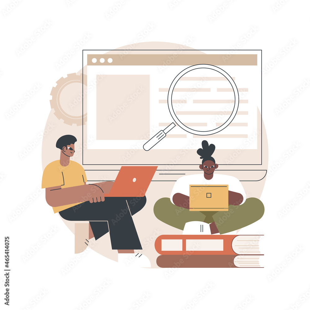 Poster computer lab abstract concept vector illustration. advanced computer skills, information technology 