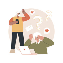 Low-technical communication abstract concept vector illustration. Trouble with using technology, special devices for older people, lo-tech systems, supportive communication abstract metaphor.