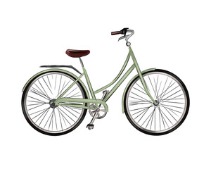 City bike from multicolored paints. Splash of watercolor, colored drawing, realistic