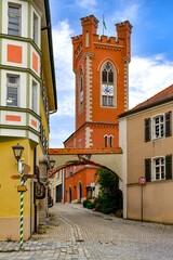 Furth im Wald (Oberpfalz) Altstadtszene mit Stadtturm
