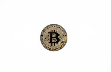 Bitcoin crypto money isolated on white background.