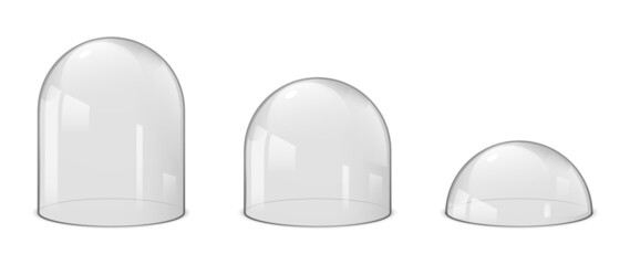 Glass dome bell jar cover. 3d transparent vector glass dome protection case hemisphere empty glassware © kolonko