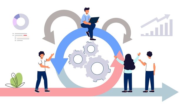 Agile development methodology business concept Agile life cycle for software development diagram Effective teamwork for project sprint Adaptive programming rule cycle and process managing strategy