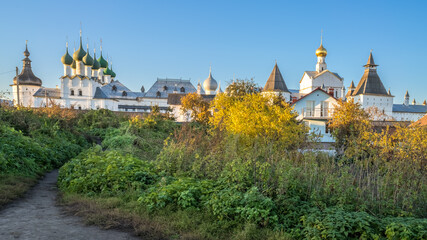 View to Rostovskiy  Kremlin, Rostov, Russia in fall season