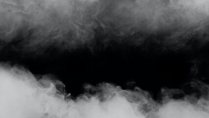 White smoke or fog isolated on black background
