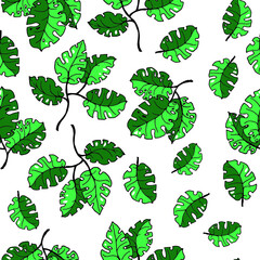 Pattern of leaves and branches. Shades of green