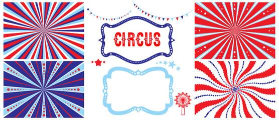 Circus design advertising set