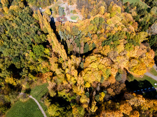 Aerial Autumn view of South Park in city of Sofia, Bulgaria