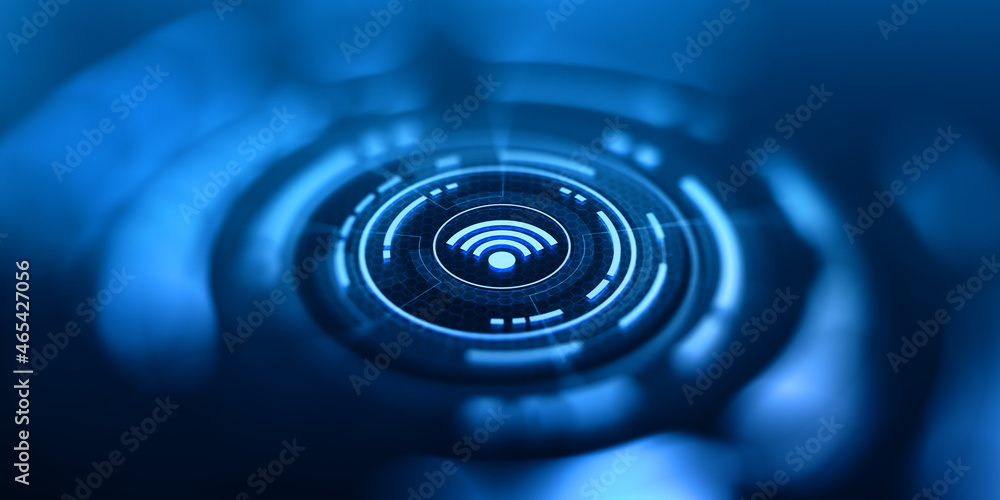 Poster wi fi wireless concept. free wifi network signal technology internet concept. 3d render illustration