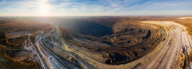 Poster Open pit mine in mining and processing plant, aerial view © Mulderphoto