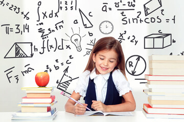 Fototapeta premium Happy and cute teen school girl having fun at school.