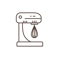 Mixer bakery design mixing food illustration. Kitchen electric mixer machine vector line icon