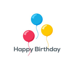 Birthday balloon flat vector icon. Happy birthday balloon cartoon background design