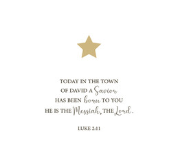 Today in the town of David a Savior has been born to you, Luke 2:11, Happy Birthday Jesus, Jesus was born in a manger, Christmas card, Holy Night, spiritual biblical history, vector illustration