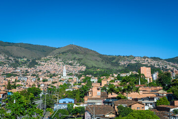 Fototapeta na wymiar Medellin, Antioquia- Colombia. July 17, 2021. Commune No. 3 Manrique is one of the 16 communes of the city of Medellín, capital of the Department of Antioquia. It is located in the northeast part