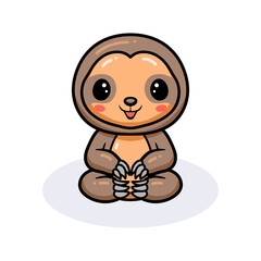 Cute baby sloth cartoon sitting