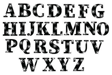 Alphabet set. Illustration for invitation cards. Design for congratulations. Letters for placing an order.