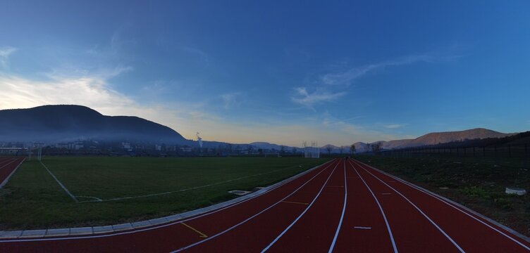sunset above the athletic stadium