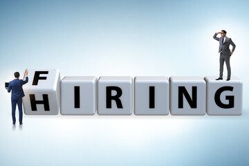 Hiring and firing concept with turning cubes