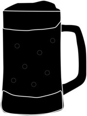 泡が溢れるビールジョッキのシルエット