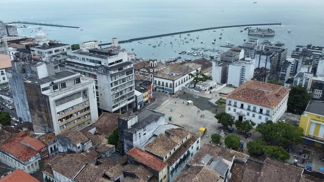 salvador, bahia, brazil - october 25, 2021: aerial view of Pelourinho, the historic center of the city of Salvador.