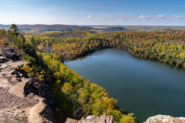Bean and Bear lakes along the Superior Hiking Trail in Minnesota during fall