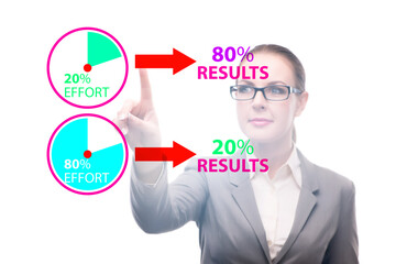 Businesswoman in pareto rule illustration