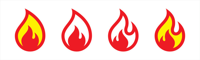 Fire icons. concept flame, fire, icon, symbol, vector illustration in flat style.