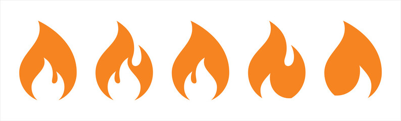 Fire flame symbol. Bonfire silhouette logotype. Fire icons set vector illustration in flat style. © Evolvect