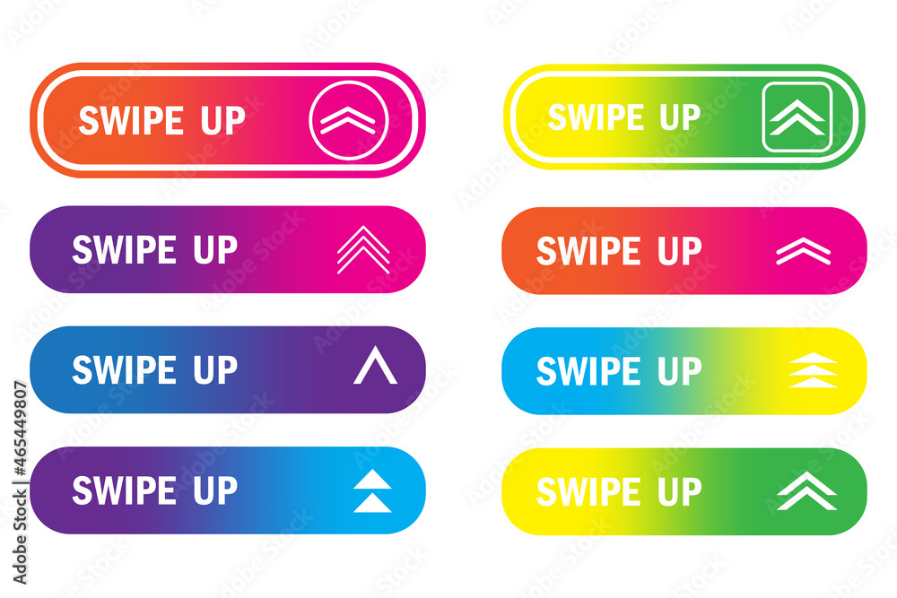 Poster set of swipe up button. social media element. communication concept. modern art design. vector illus