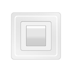 Isolated wall switch. Lamp light. Electric power. Plastic home element. Flat button. Vector illustration. Stock image.