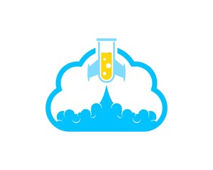 Simple cloud with laboratory rocket gliding inside