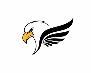 Eagle head with spread wings illustration logo