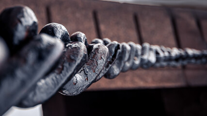 Old and rusty chain, close-up