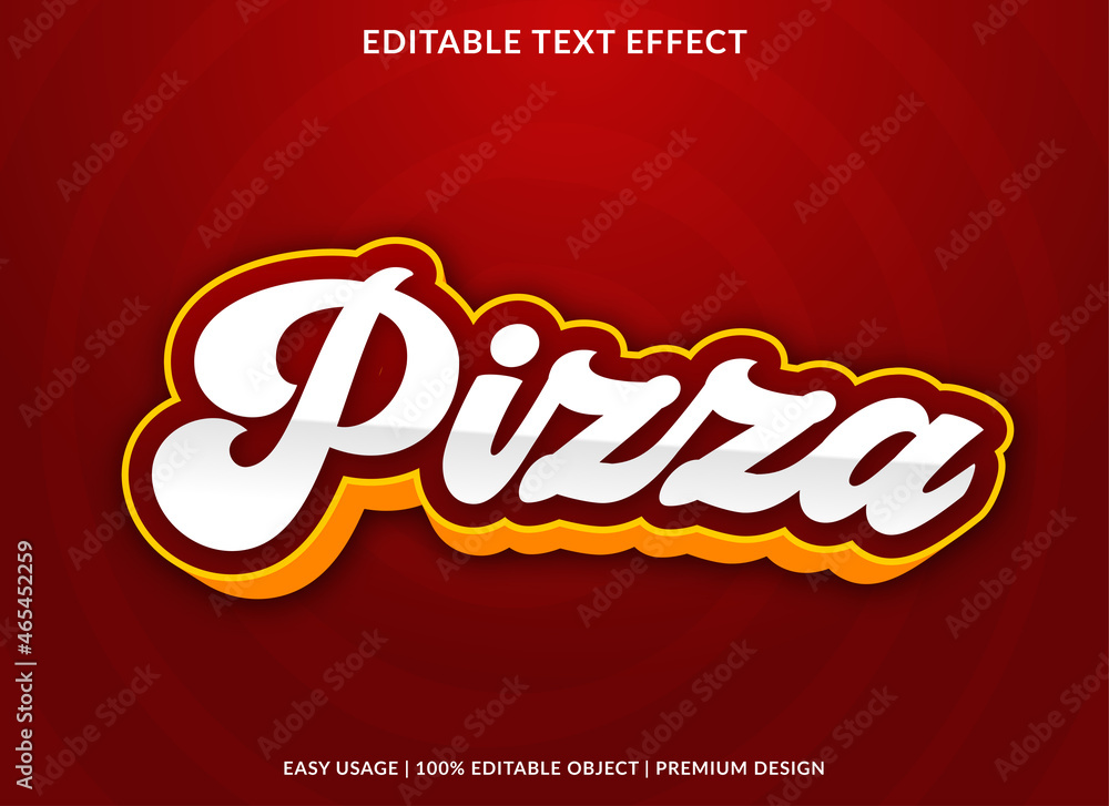 Poster pizza text effect template with abstract and bold style use for business logo and brand