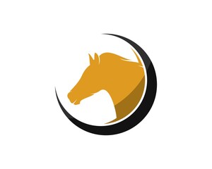 Black crescent moon with golden horse