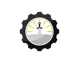 Gear with shinning sword in the field inside