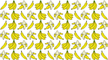 Bananas pattern. Three types of bananas for printing on fabrics and backgrounds of various types. Vector illustration.