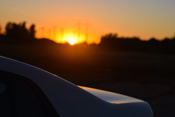 Fototapeta na wymiar Sunset on the Highway