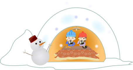 かまくらのなかで年越し