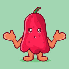 cashew fruit mascot with confused expression isolated cartoon in flat style