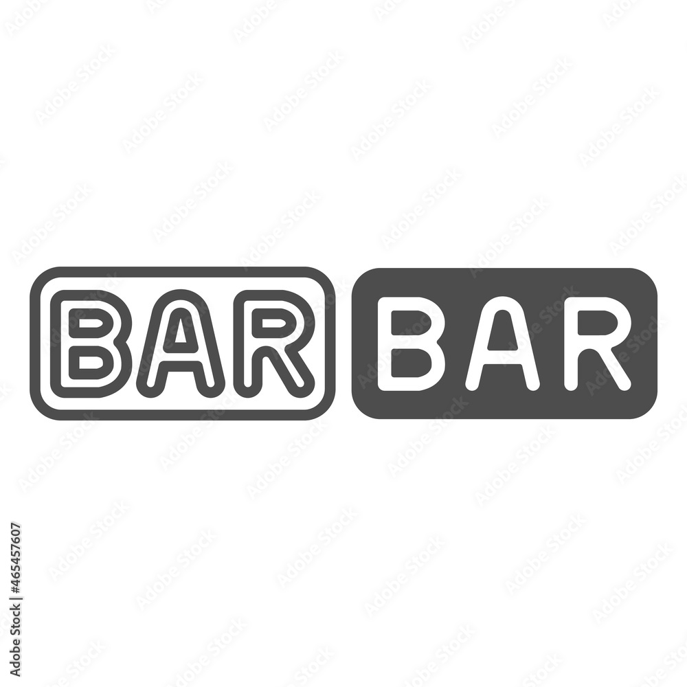 Poster bar symbol in slot machine line and solid icon, gambling concept, one armed bandit vector sign on wh